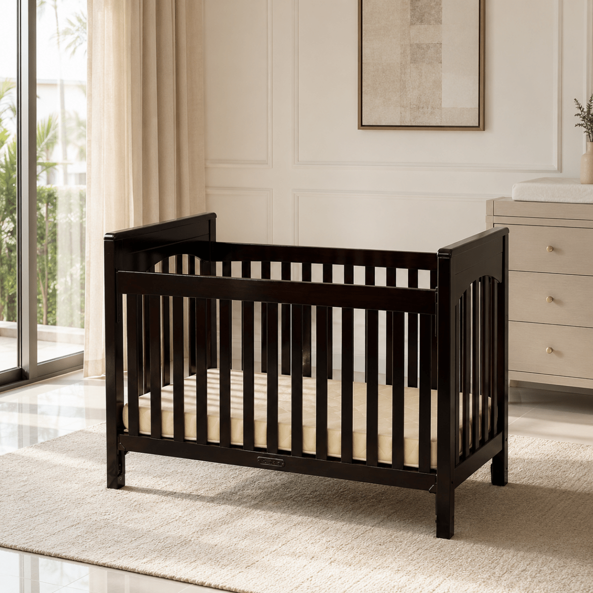 Giggles Jolie Wooden Baby Crib – Brown – 132 × 70 cm Mattress Size - Al Thahani Furniture