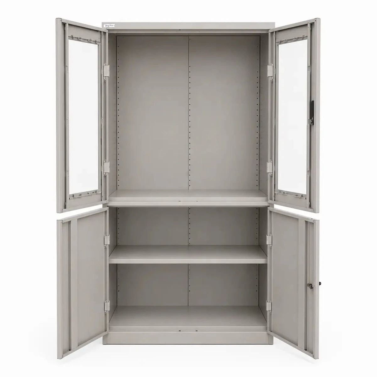 Godrej Steel Filing Cabinet | Grey, Lockable, Glass & Steel Doors - used 8 months - Al Thahani Furniture