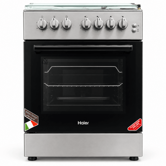 Haier 4-Burner Gas Cooker with Oven & Grill – 60 cm – Inox Silver - Al Thahani Furniture