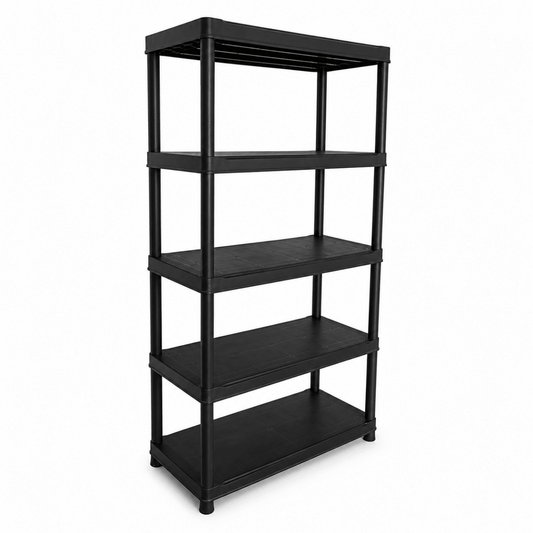 Heavy-Duty 5-Tier Plastic Storage Shelf | Black - Al Thahani Furniture