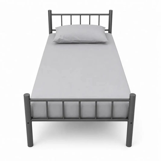 Heavy-Duty Single Metal Bed Frame | Steel, 90x190 cm - used 3 months - Al Thahani Furniture