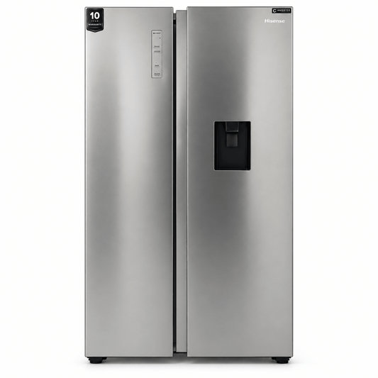 Hisense HS91518D3 670L Side-by-Side Inverter Refrigerator with Water Dispenser – Silver - Al Thahani Furniture