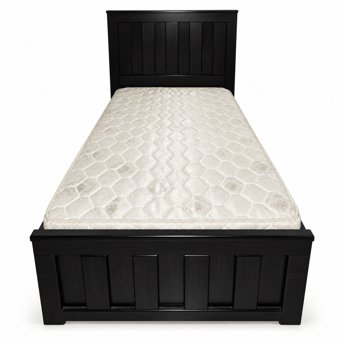 Home Box Classic Espresso Black Single Wooden Bed with Mattress – 90 × 190 cm - Al Thahani Furniture