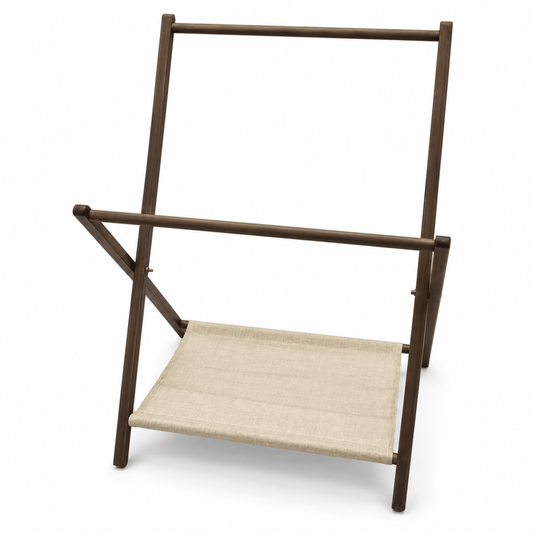 Home Box Daniel Valet Stand with Fabric Shelf – Brown & Beige – 50 × 28 × 118 cm - Al Thahani Furniture