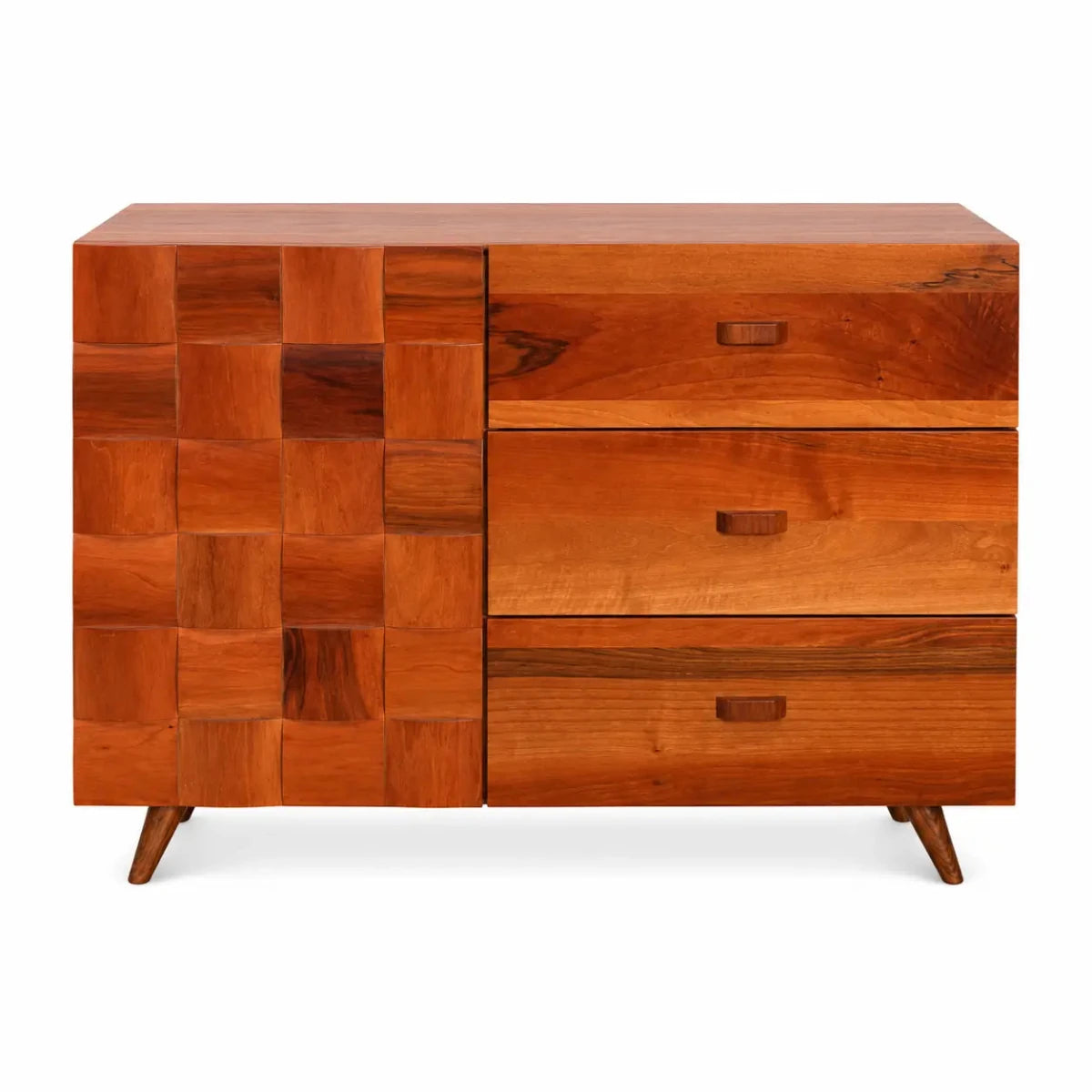 Home Box King Bed Set with Mid-Century Dresser, 180x200 cm - used 8 months - Al Thahani Furniture