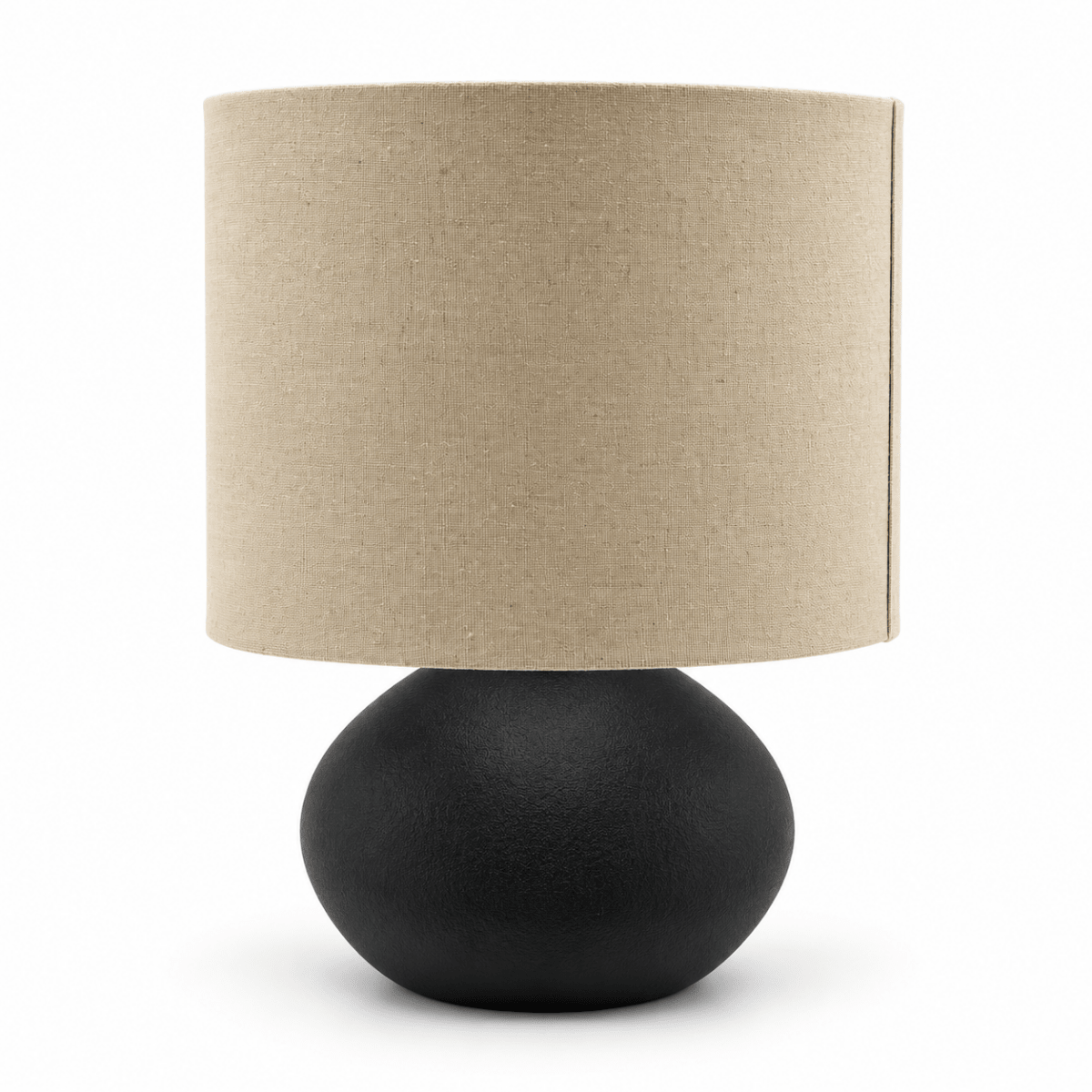 Home Box Marbella Ceramic Table Lamp with Linen Shade – Black & Beige – 32.5 cm - Al Thahani Furniture