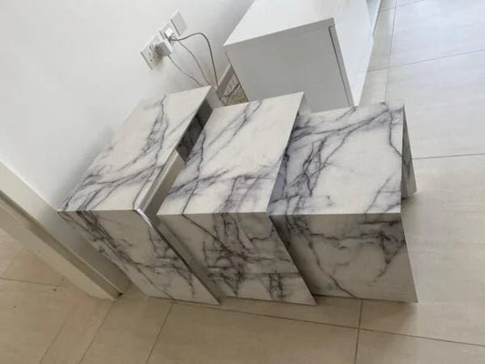 Home Box Marbella Husky Nest of Side Tables | Set of 3 | Engineered Wood | Modern Finish - althahanifurniture