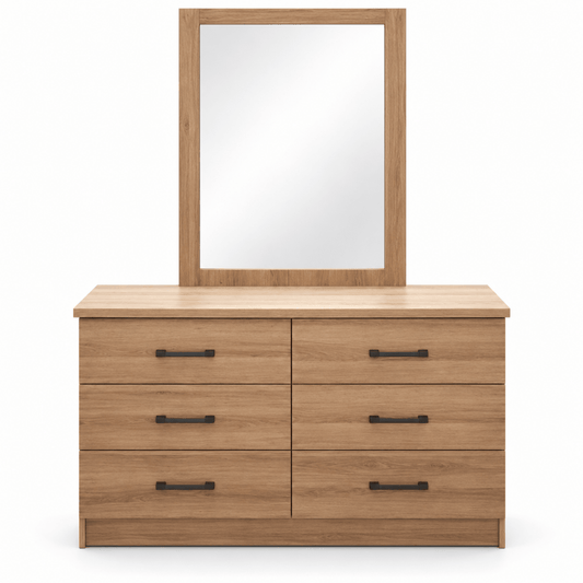 Home Box Movo Cooper 6-Drawer Master Dresser – Beige – 120 × 42.3 × 75.3 cm - Al Thahani Furniture