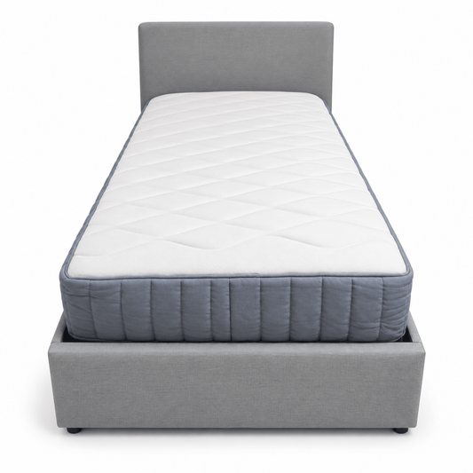 Home Box Orlando Single Upholstered Bed with Mattress – 90 × 200 cm – Light Grey - Al Thahani Furniture