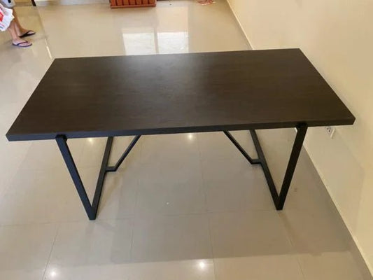 Home Box Premium Study Table | Dark Solid Wood Top & Metallic Frame - althahanifurniture