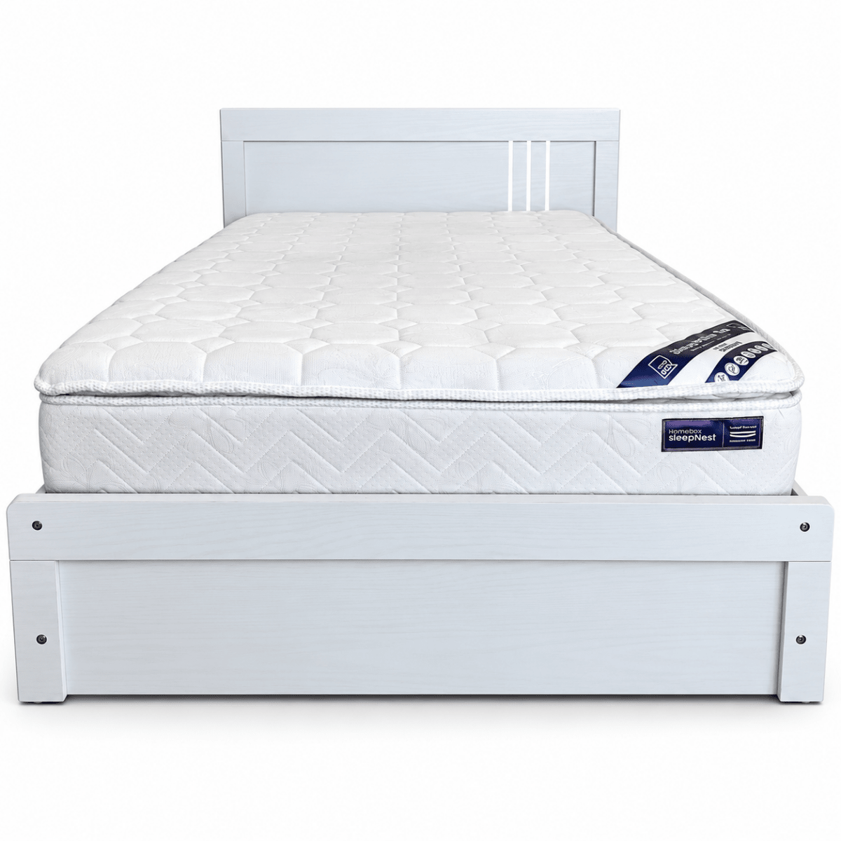 Home Box Twin Bed with SleepNest Mattress – White – 120 × 200 cm - Al Thahani Furniture