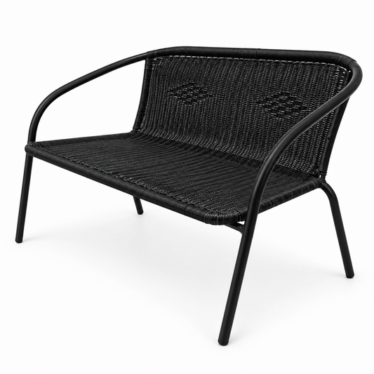 Home Box Vera Malta 4-Seater Outdoor 2+1+1 Sofa Set with Glass Coffee Table – Black - Al Thahani Furniture