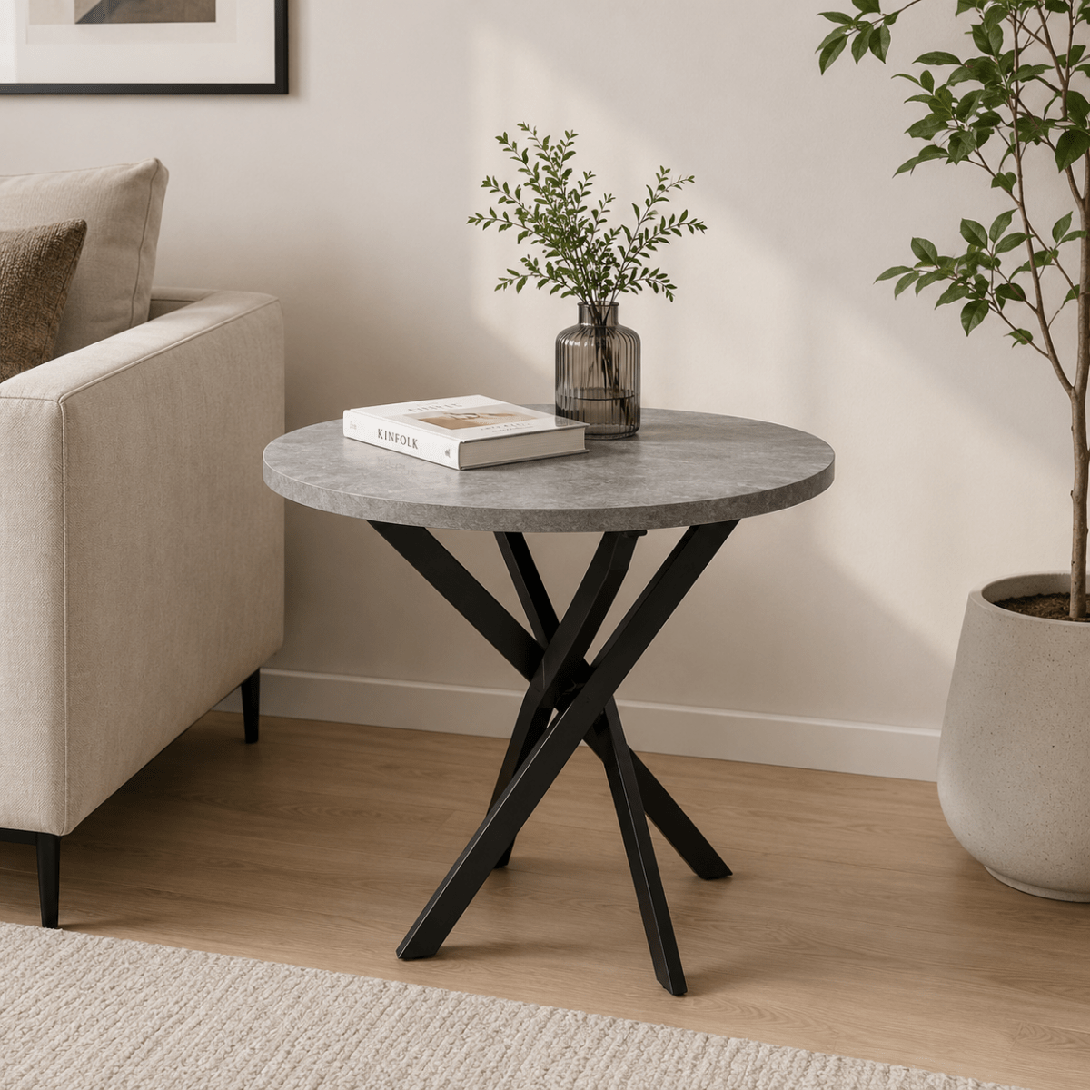 Home Box Welwick Sintered Stone Coffee Table | Round, Contemporary - used 4 months - Al Thahani Furniture