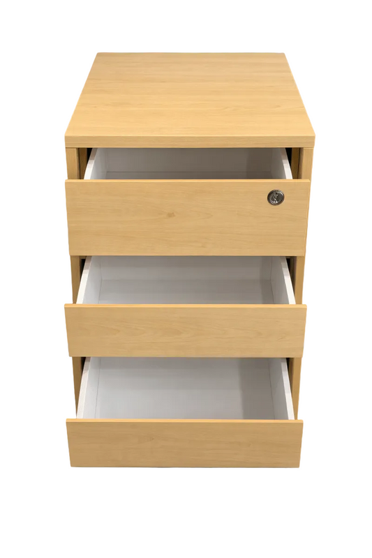Home Center 3 - Drawer Wooden Chest | Light Wood with Security Lock - althahanifurniture