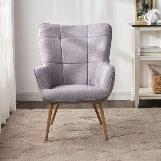 Home Center Rudnick Fabric Armchair – Traditional Wingback, Biscuit Tufting, Metal Frame - althahanifurniture