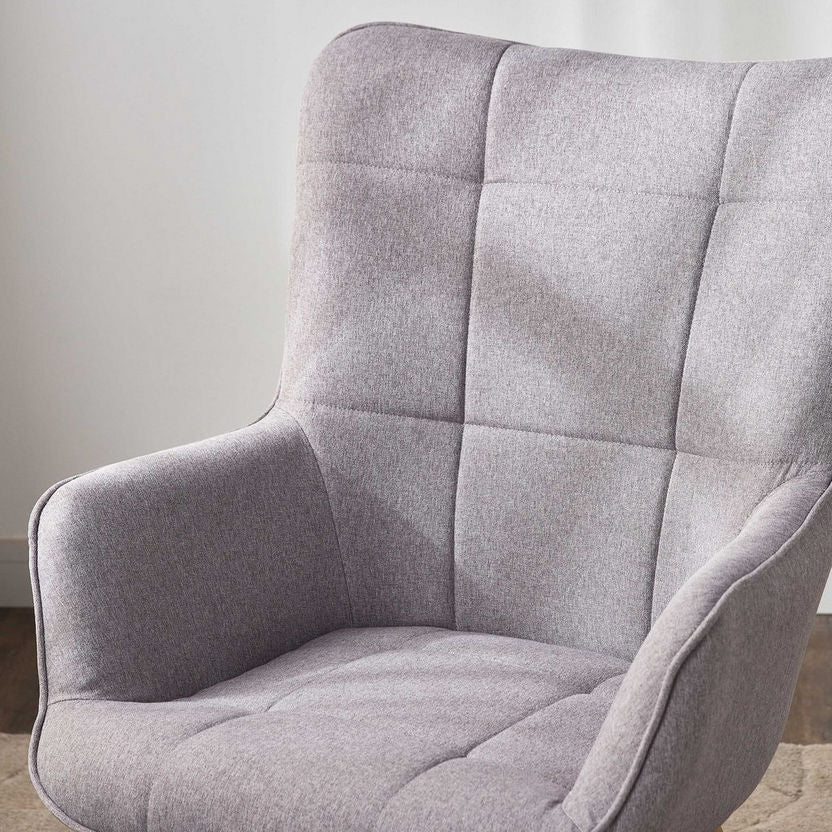 Home Center Rudnick Fabric Armchair – Traditional Wingback, Biscuit Tufting, Metal Frame - althahanifurniture