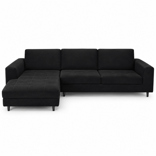 Home Centre 3-Seater Fabric Corner Sofa with Chaise & Matching Ottoman – Dark Charcoal - Al Thahani Furniture
