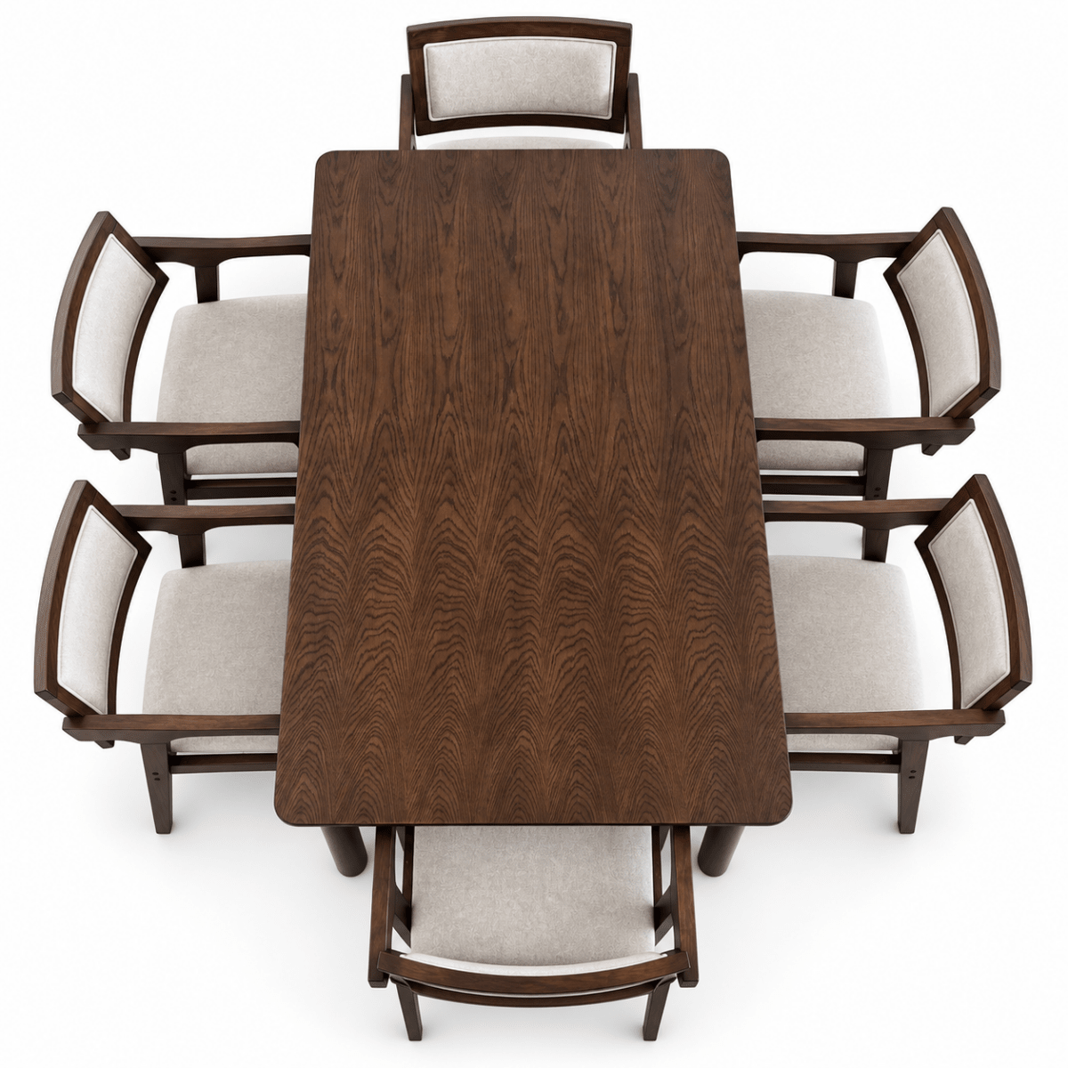 Home Centre 6-Seater Wooden Dining Set – Dark Walnut & Beige - Al Thahani Furniture