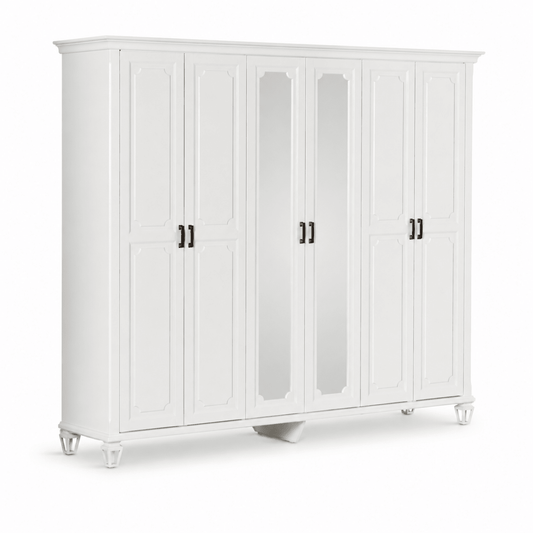 Home Centre Aaliyah 6-Door Mirrored Wardrobe – White - Al Thahani Furniture