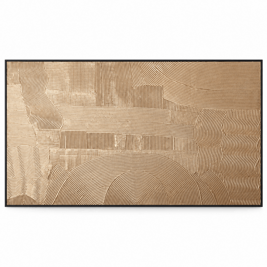 Home Centre Extra-Large Textured Abstract Framed Wall Art – Beige & Black – 180 × 80 cm - Al Thahani Furniture