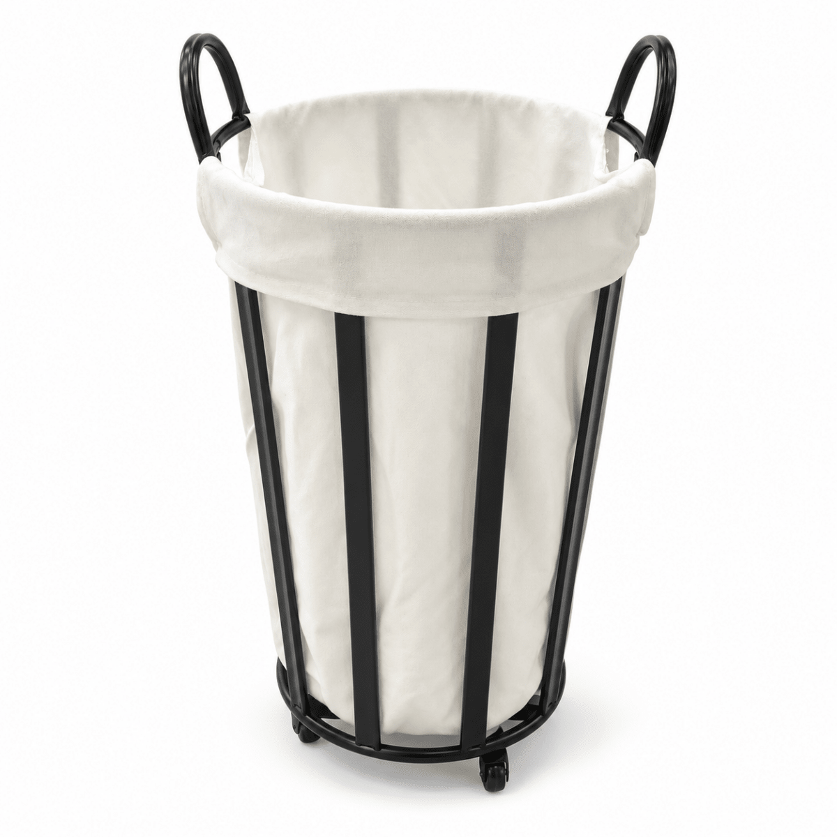 Home Centre Gradient Round Laundry Hamper with Removable Fabric Liner – Black & White – 44 × 44 × 56 cm - Al Thahani Furniture