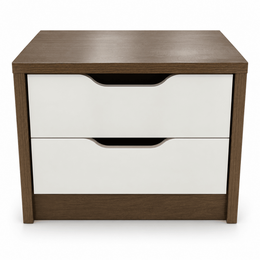 Home Centre Jamie 2-Drawer Nightstand – Oak/Brown & White – 54 × 38 × 48 cm - Al Thahani Furniture