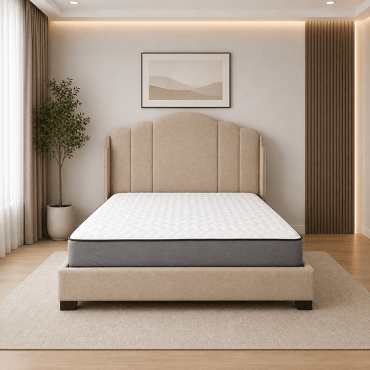 Home Centre King Bed Set with Wingback Upholstered Headboard | Espresso/Wenge, 180x200 cm- used 1 Year - Al Thahani Furniture