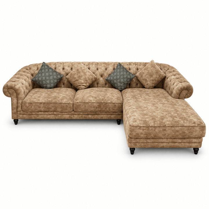 Home Centre Minotti Fabric 3-Seater Sofa with Right-Side Chaise – Beige