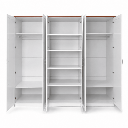 Home Centre Modern 6-Door Wardrobe – White & Dark Brown - Al Thahani Furniture