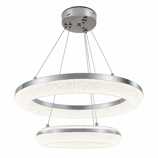 Home Centre Roscoe 2-Ring LED Acrylic Chandelier – Chrome – Warm White - Al Thahani Furniture