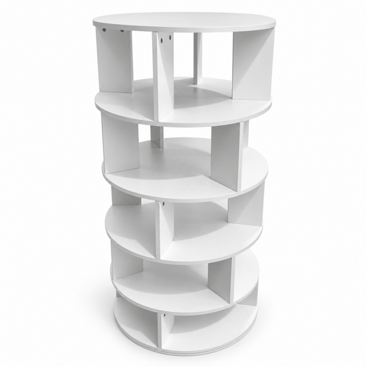 Home Centre Round Rotating Bookcase – White – 60 × 60 × 125.3 cm - Al Thahani Furniture