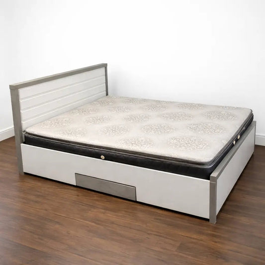 Home Centre Stark King Bed Frame with Locking Storage Drawers – Bright White Finish – 180x200 cm - althahanifurniture
