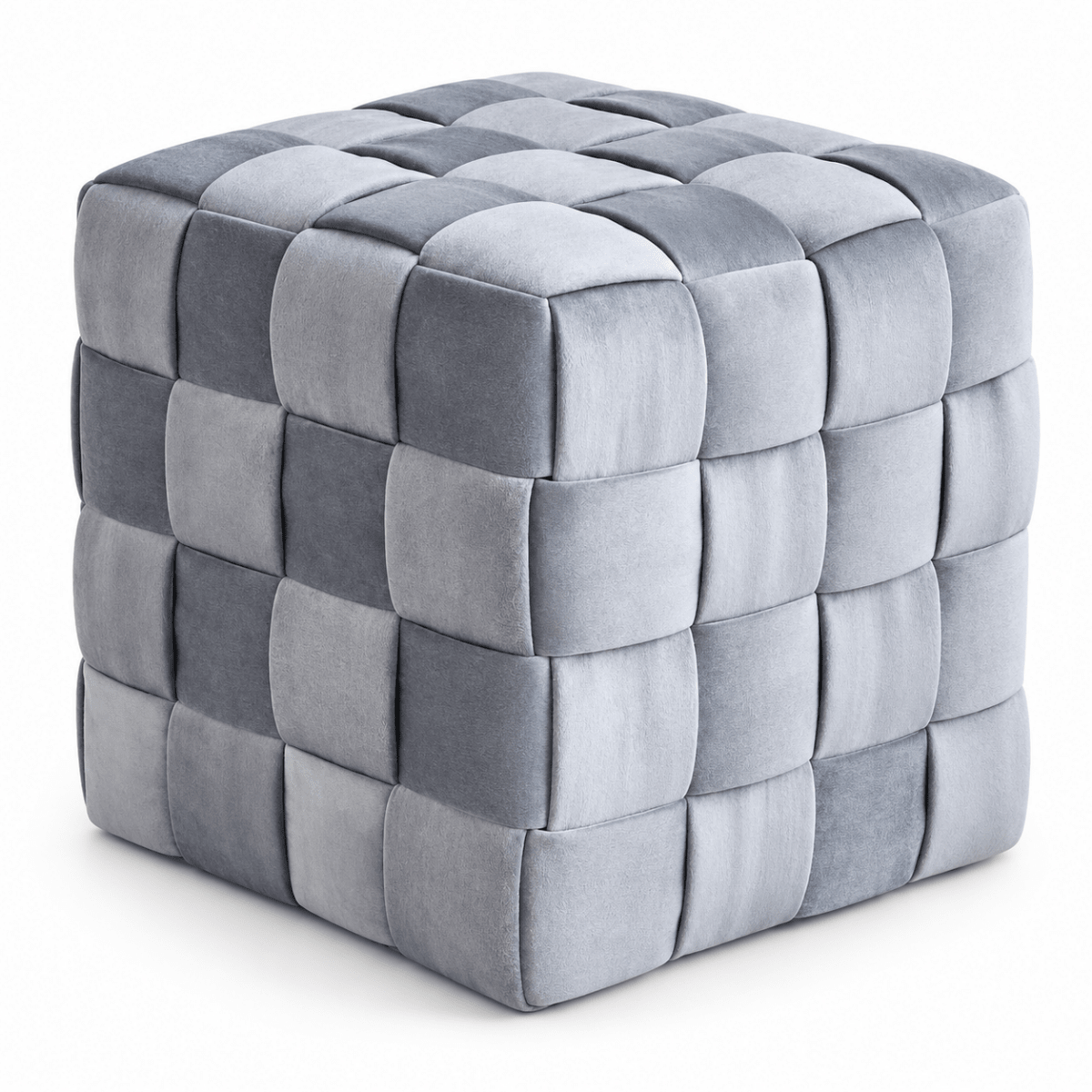 Home Centre Yasmin Velvet Ottoman – Grey – 45 × 45 × 45 cm - Al Thahani Furniture