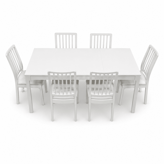 IKEA EKEDALEN Extendable Dining Table with 6 Chairs – White – 180/240 × 90 cm - Al Thahani Furniture