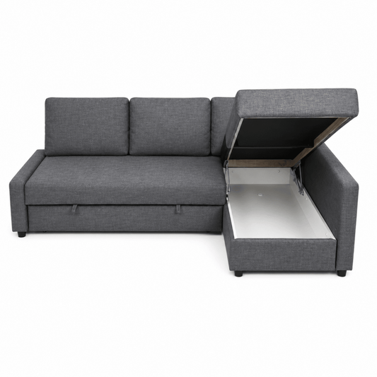 IKEA FRIHETEN Corner Sofa-Bed with Storage | Skiftebo Dark Grey, Reversible Chaise - used 9 months - Al Thahani Furniture