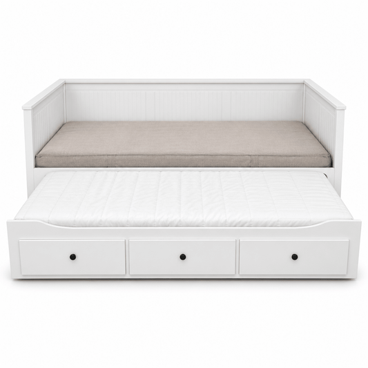 IKEA HEMNES Daybed with 3 Storage Drawers & Mattresses – White – 80 × 200 / 160 × 200 cm - Al Thahani Furniture