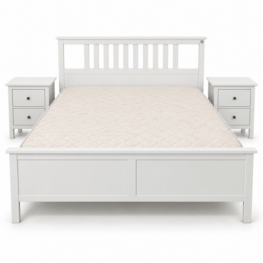 IKEA HEMNES King Bedroom Set with Mattress & 2 Bedside Tables – White – 180 × 200 cm - Al Thahani Furniture