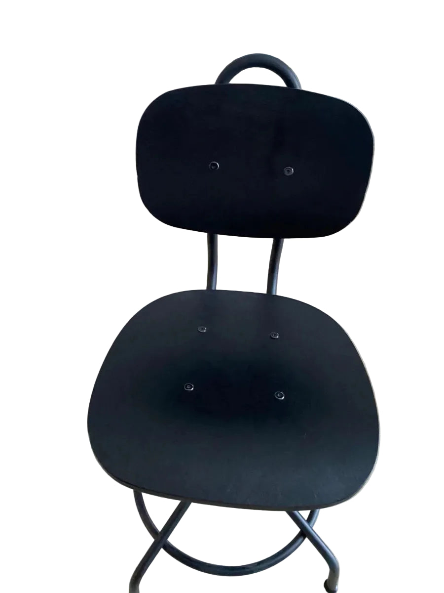 IKEA KULLABERG Swivel Chair | Industrial‑Style Design | Black Metal Frame | Natural Wood Seat | 360° Swivel - althahanifurniture