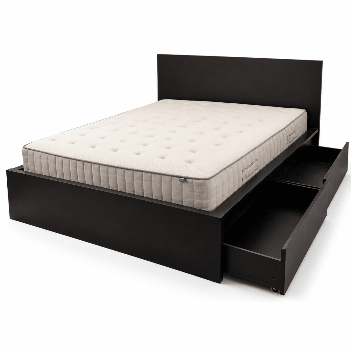IKEA MALM Bed Frame with 2 Storage Boxes & Mattress – Black-Brown – 160 × 200 cm - Al Thahani Furniture
