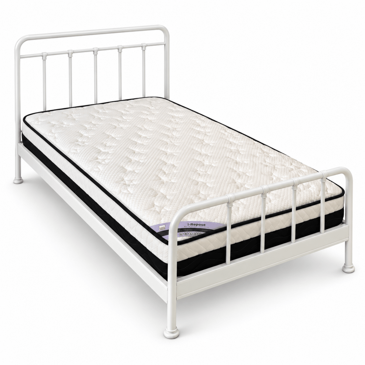 IKEA MELLGRUND Double Bed with Mattress – 140 × 200 cm – Off-White Metal - Al Thahani Furniture