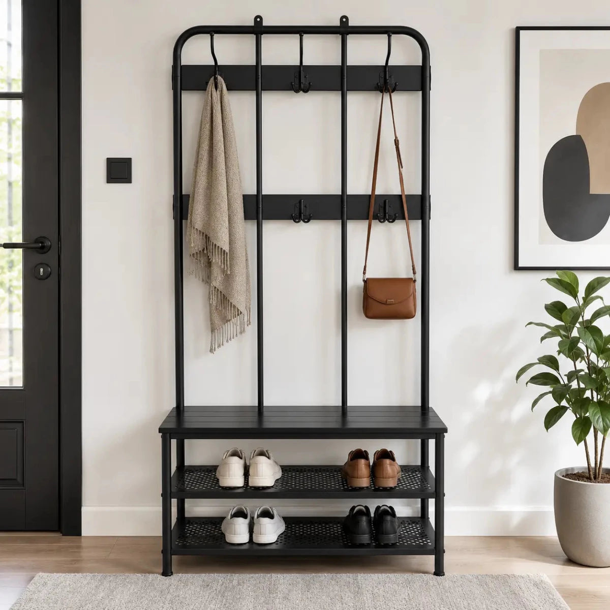 IKEA PINNIG Coat Rack with Shoe Storage Bench - used 2 months - Al Thahani Furniture