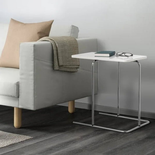 IKEA RIAN Overbed Side Table | White with Chrome Frame - althahanifurniture