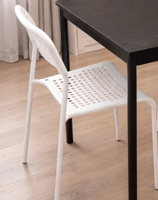 IKEA SANDSBERG Table and 2 Chairs Set – Black Table, White Chairs, Compact 67x67 cm - althahanifurniture