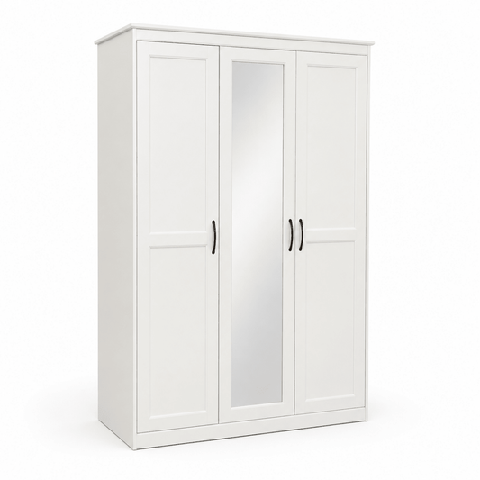 IKEA SONGESAND 3-Door Wardrobe with Mirror – White – 120 × 60 × 191 cm - Al Thahani Furniture
