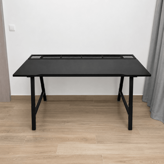 IKEA UTESPELARE Gaming Desk | Black, 160x80 cm, Adjustable Height, Cable Management - used 7 months - Al Thahani Furniture