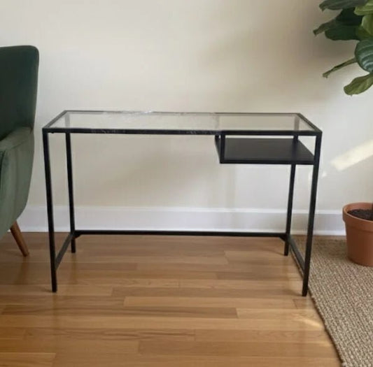 IKEA VITTSJÖ Laptop Desk | Black Metal & Tempered Glass - althahanifurniture