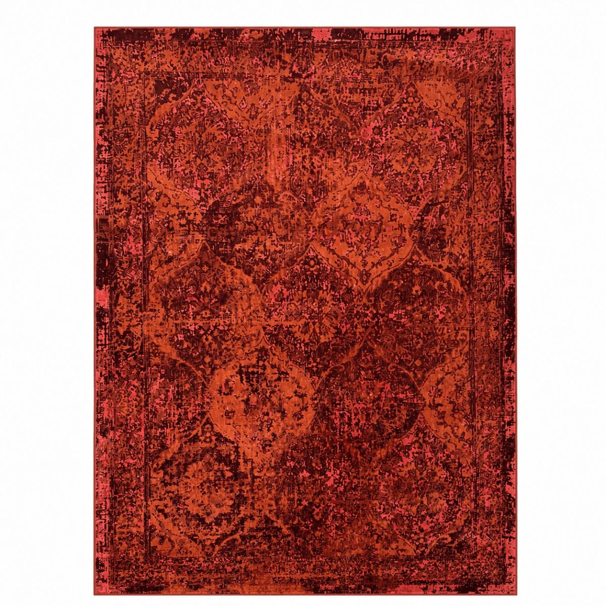 IKEA VONSBÄK Low Pile Rug | Red, Traditional Distressed Pattern, 170x230 cm - used 6 months - Al Thahani Furniture