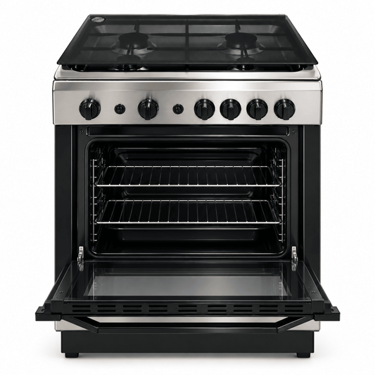 Indesit 4-Burner Freestanding Gas Cooker with Oven – 60 × 60 cm – Stainless Steel - Al Thahani Furniture