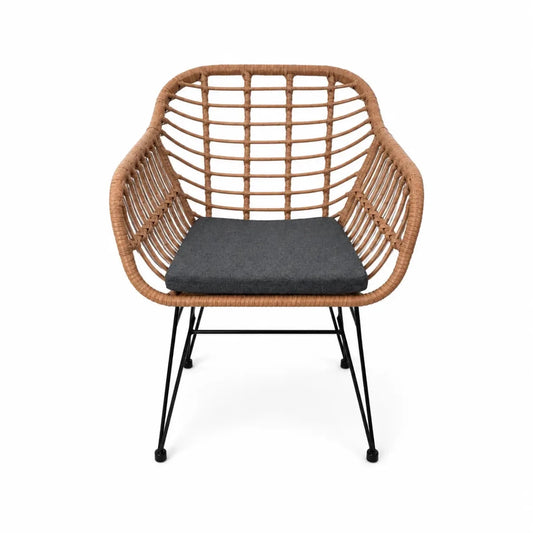 Jeffcoco Hand-Woven Rattan Chair with Cushion - used 4 months - Al Thahani Furniture