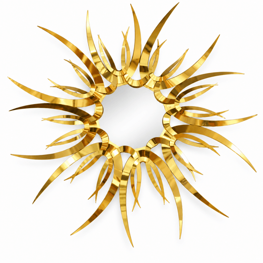 Luxury Aurelia Sunburst 3D Metal Wall Art – Polished Gold - Al Thahani Furniture